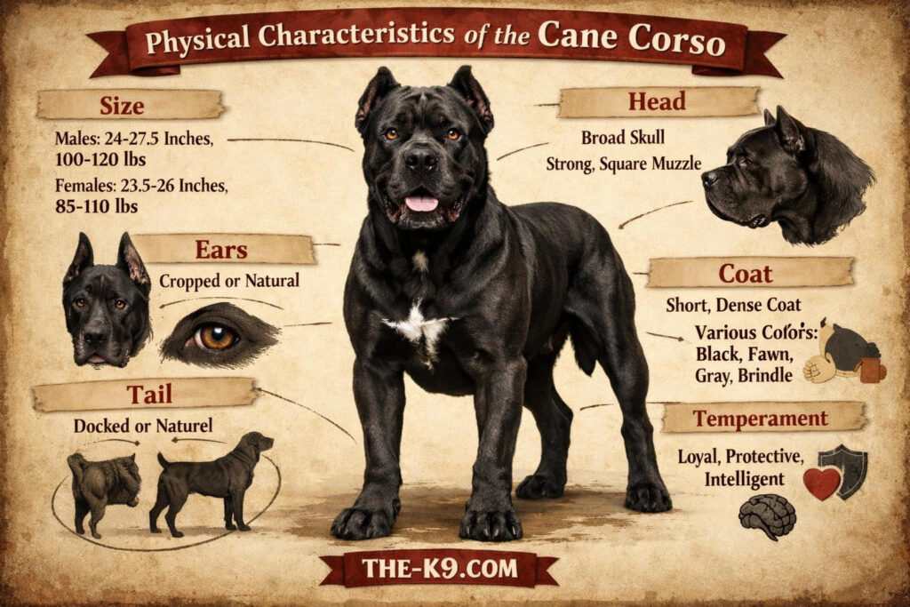Physical Characteristics of the Cane Corso info graphic