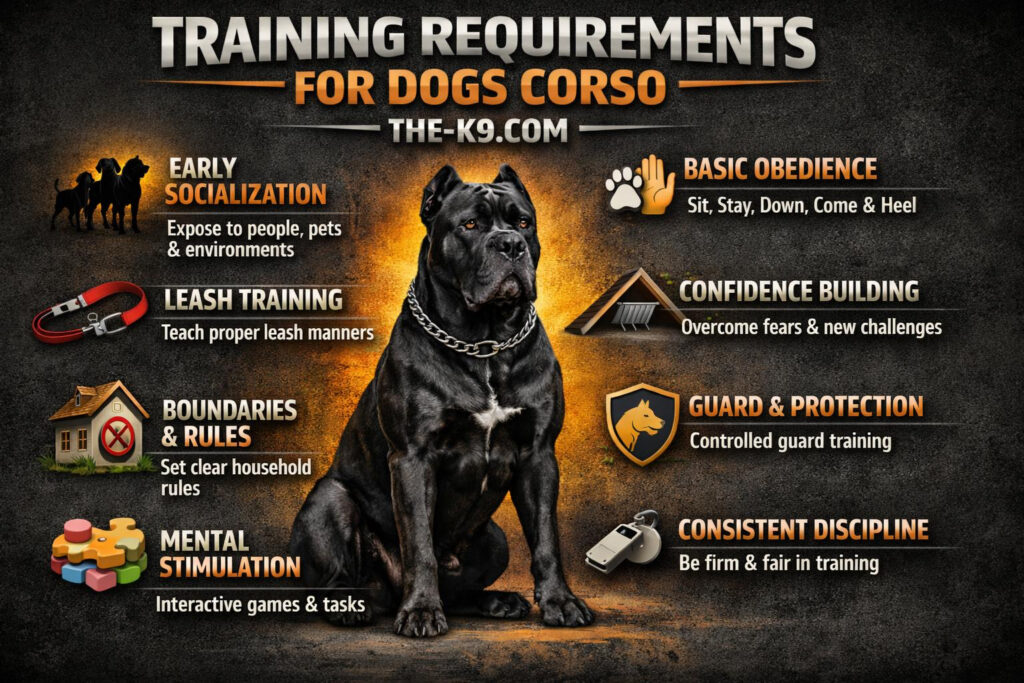 Training Requirements for Cane Corso info graphic