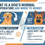 What Is a Dogs Normal Temperature and When to Worry infographic showing the temperature of a normal dog and when to worry .