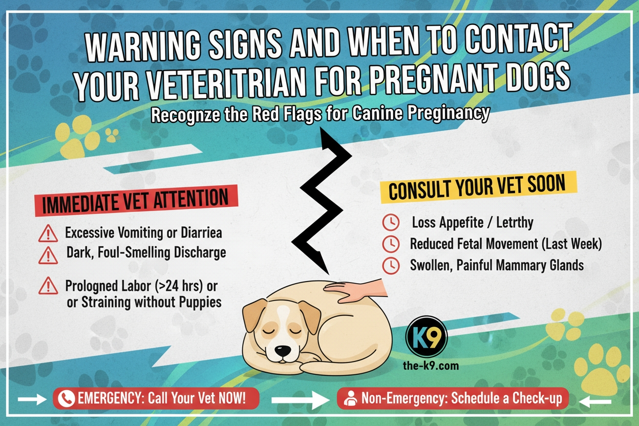 Warning Signs and When to Contact Your Veterinarian for Pregnant Dogs  info graphic  the-k9com