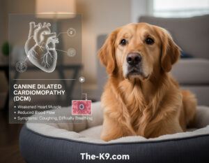 DCM in dogs infographic showing the signs of canine dilated cardiomyopathy.