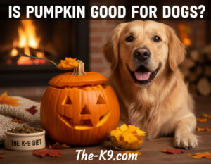 is pumpkin good for dogs with a golden retriever lying next to a pumpkin ansd a open fire.